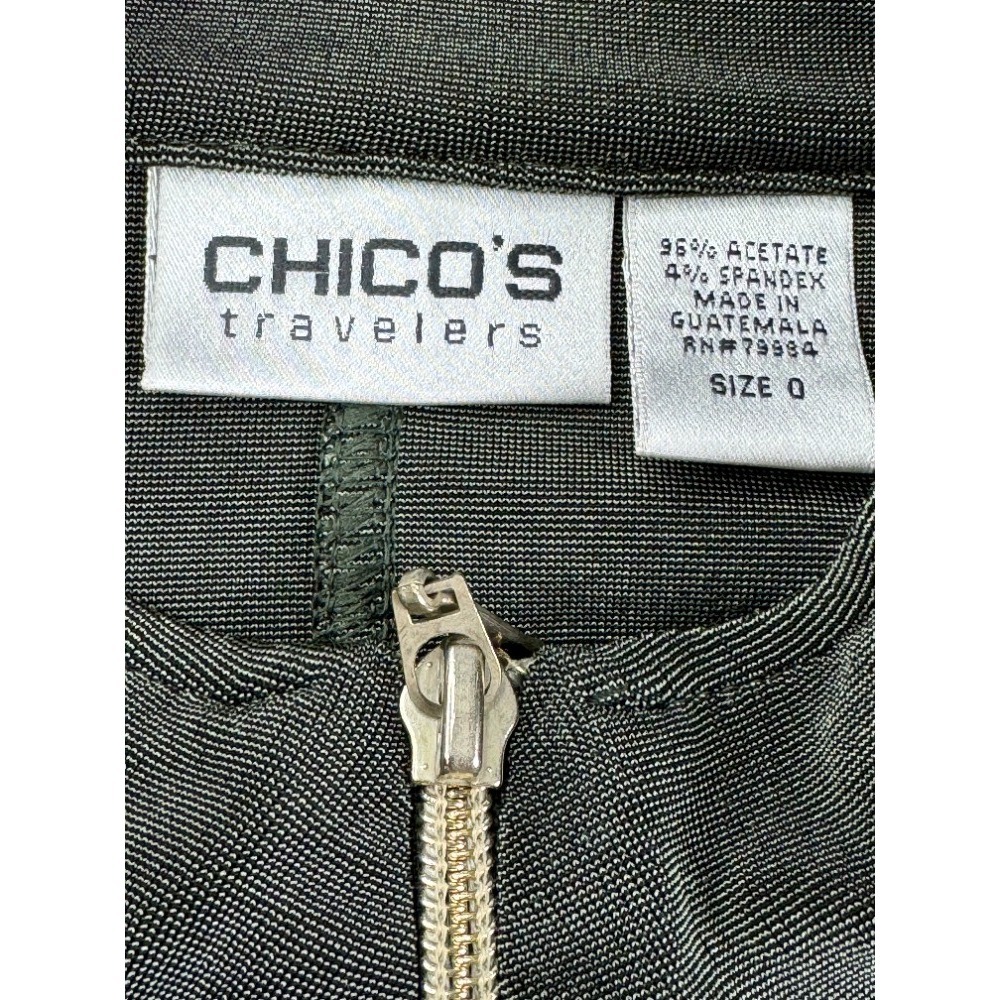 Chico's Travelers Sage Green 2 Piece Jacket & Pant Set Size 0 Gold Zip‎ Relaxed - Picture 6 of 14